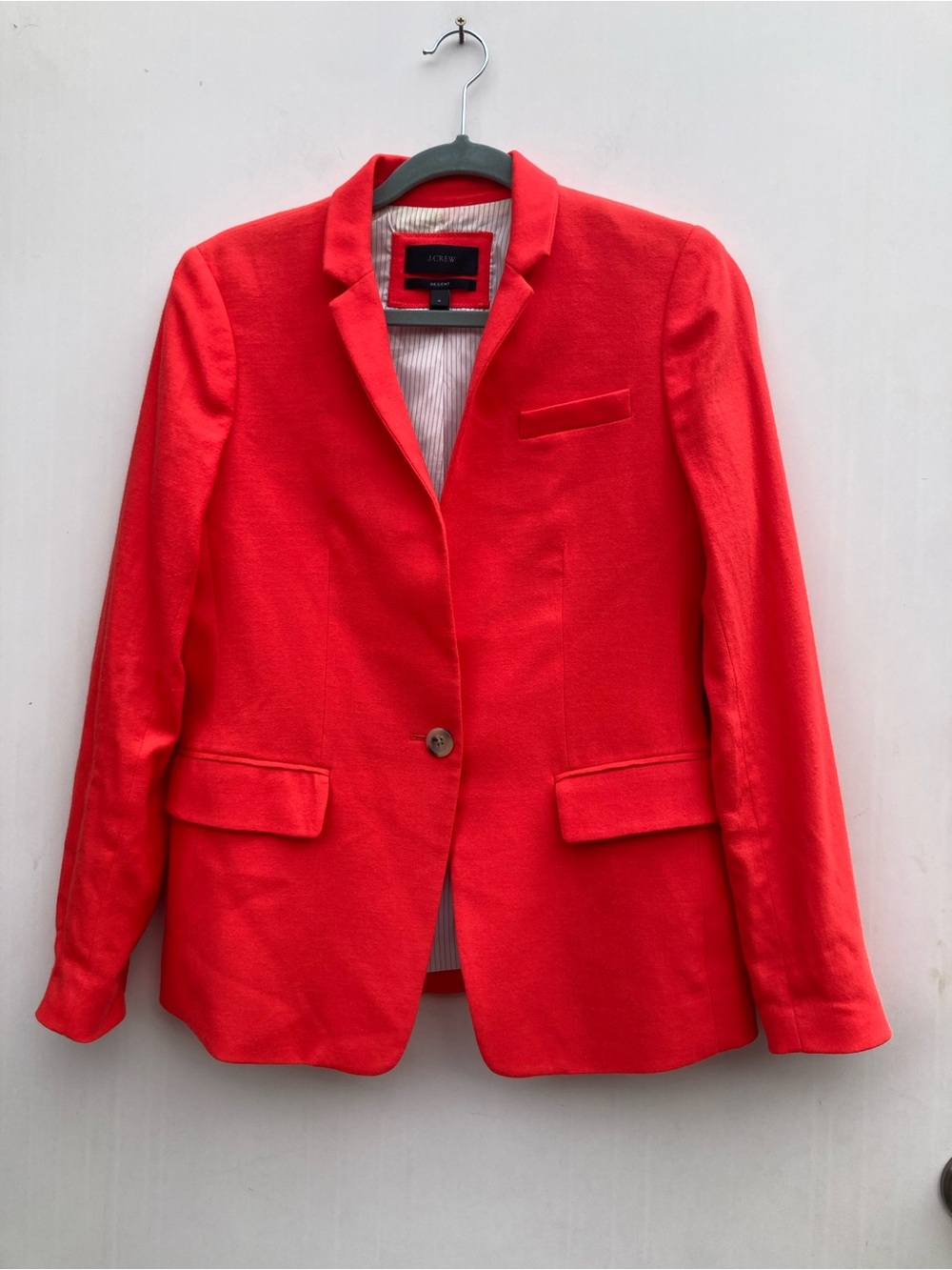 J. Crew Regent Red/Orange Wool Jacket Structured Cut Notched Collar Size 4